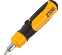 Реверсивная отвертка с битами Denzel механизм smartpush, 12 шт.  7711611