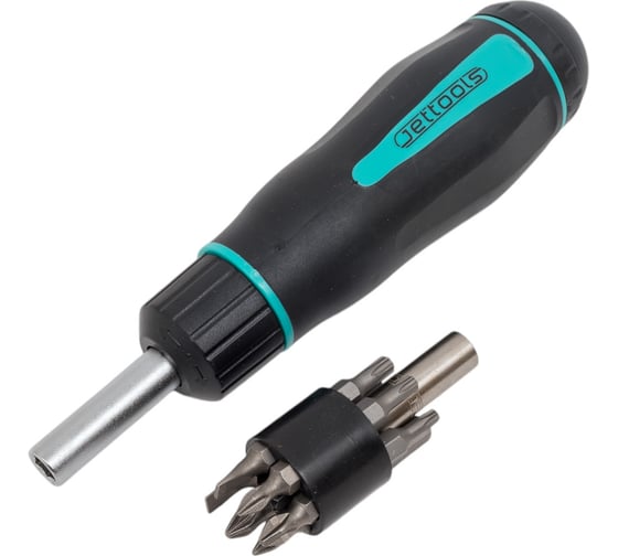 Реверсивная отвертка JETTOOLS 1/4'' с насадками 48 мм, 12 штук W-4314