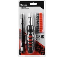 Отвертка ЕРМАК гибкий стержень 1/4, насадки 25 мм: SL5, SL6, SL7, PH1, PH2, PH3, PZ1, PZ2, T15, T20 651-195