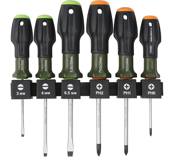 Набор отверток Дело Техники c трехкомпонентными рукоятками SL, PH, 6 штук 728061 1