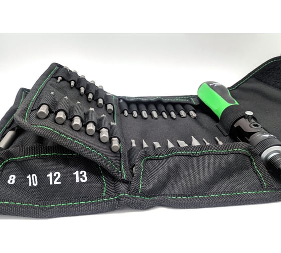 Отвертка с трещоточным механизмом со сменными наконечниками HAUPA FlexBAG 104020