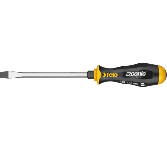 Плоская шлицевая ударная отвертка Felo Ergonic 8,0x1,2x150 45008040 1