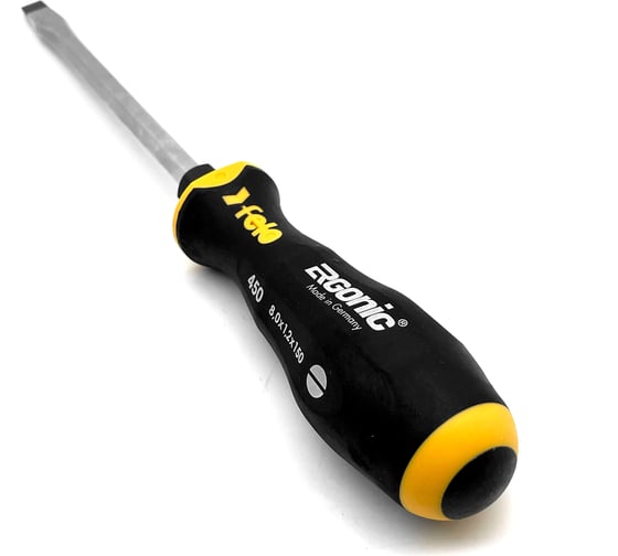 Плоская шлицевая ударная отвертка Felo Ergonic 8,0x1,2x150 45008040