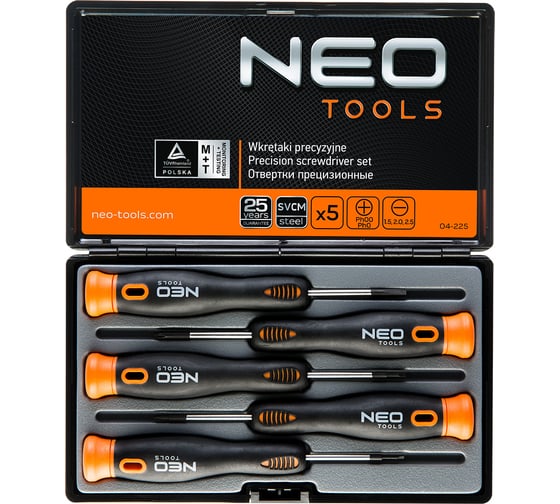 Набор прецизионных отверток NEO Tools 5 шт CrMo 04-225