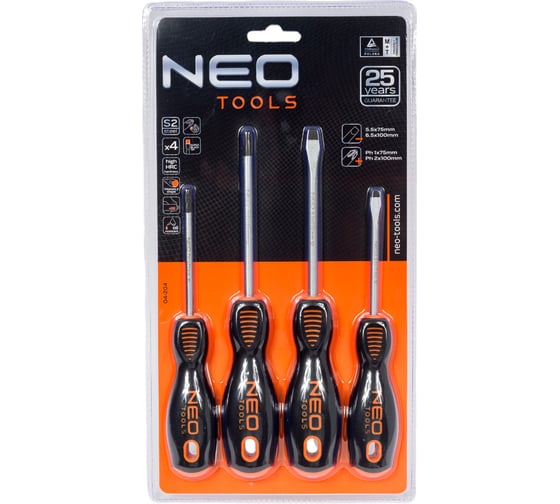 Набор отверток NEO Tools SL/PH 4 шт двухкомп рукоятка 04-204