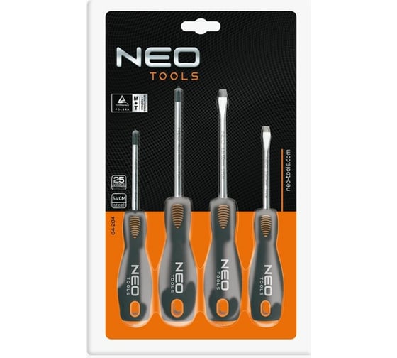 Набор отверток NEO Tools SL/PH 4 шт двухкомп рукоятка 04-204