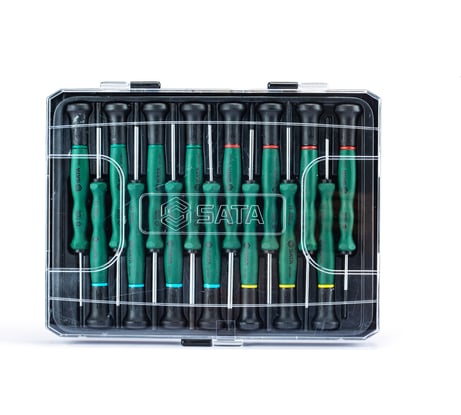 Комбинированный набор крестовых и плоских отверток для высокоточных работ 15шт Sata 09317