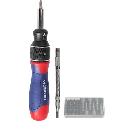 Отвертка WORKPRO 2X DRIVE с трещоткой, 29 предметов WP221052