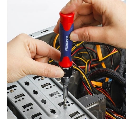 Реверсивная отвертка WORKPRO DOUBLE DRIVE 12 насадок WP221051