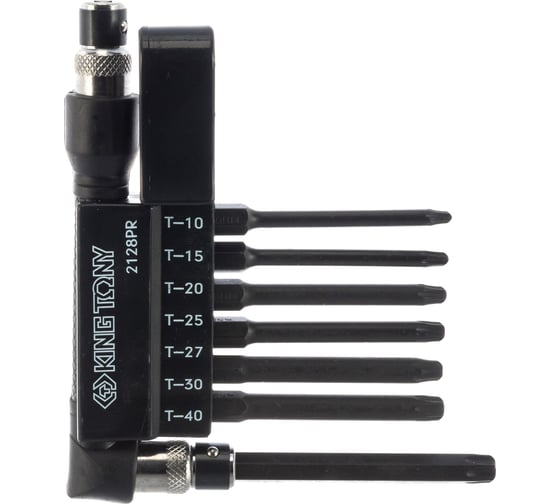 Набор вставок бит с воротком-битодержателем (1/4", TORX, T10-T40, L = 60 мм, 8 предметов) KING TONY 2128PR