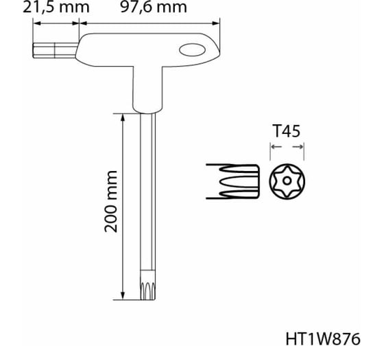 Ключ HOEGERT TECHNIK torx security, тип "Т", длинный, TT45 HT1W876