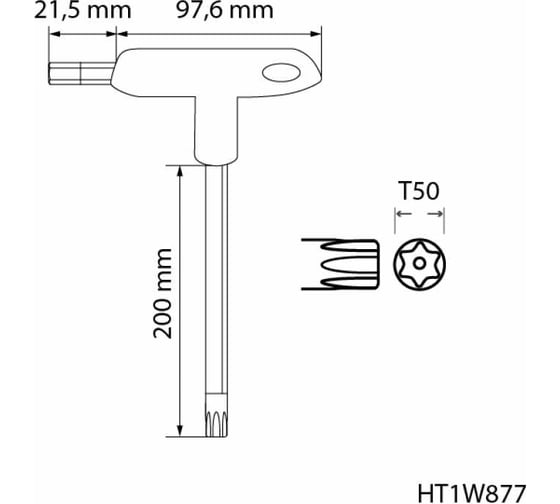 Ключ HOEGERT TECHNIK torx security, тип "Т", длинный, TT50 HT1W877