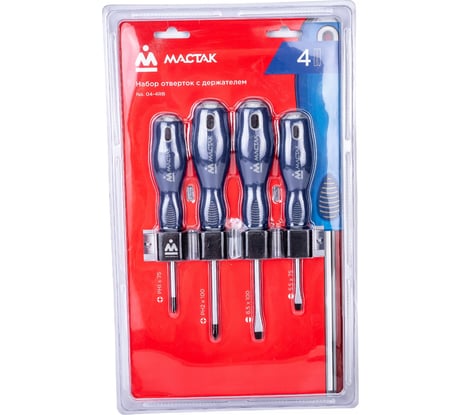 Набор отвёрток с держателем (4 предмета) МАСТАК 04-4RB