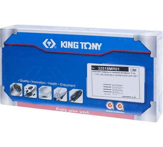 Наборная отвертка со сменными жалами (11 предметов) KING TONY 32518MR01