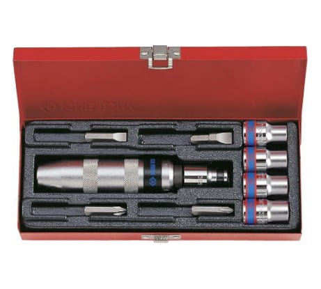 Ударная отвертка с принадлежностями (5/16", 10 предметов) KING TONY 4505MR