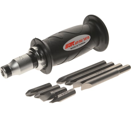 Отвертка JTC с резиновой рукояткой и набором бит 9 пр., 5410 932438