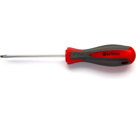 Отвертка Toolberg 3101401 SL3,0x75 мм, двухкомпонентная рукоятка, намагниченный наконечник Лк-00002554