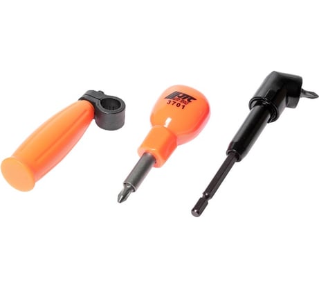 Отвертка JTC с набором бит с угловым переходником 90°, 3701 687407