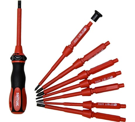 Набор диэлектрических отверток со сменными вставками SHTOK 09907