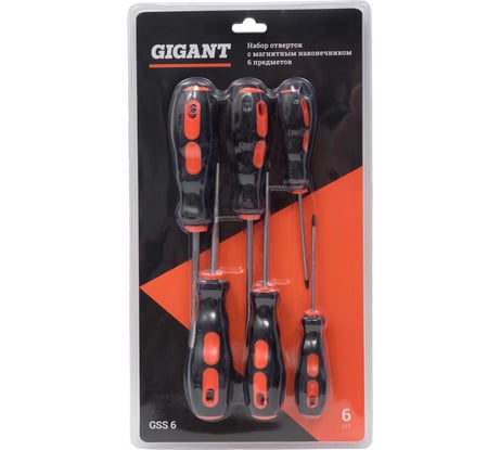 Набор отверток с магнитным наконечником Gigant 6 предметов GSS 6