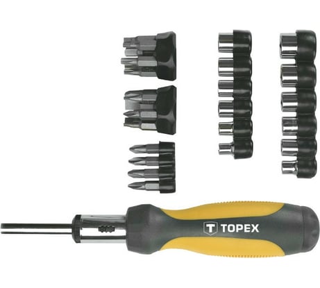Сменные наконечники и головки с рукояткой набор 29 шт TOPEX 39D356