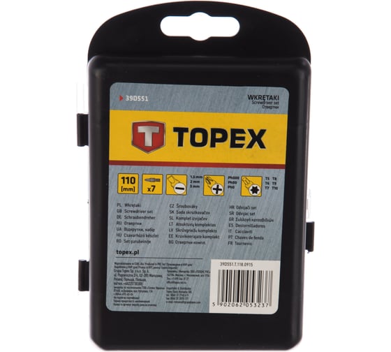 Набор: отверточная рукоятка + 6 переставных стержней TOPEX 39D551