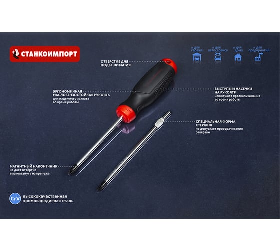 Крестовая отвертка Станкоимпорт PH0x75 CS-30.5.1