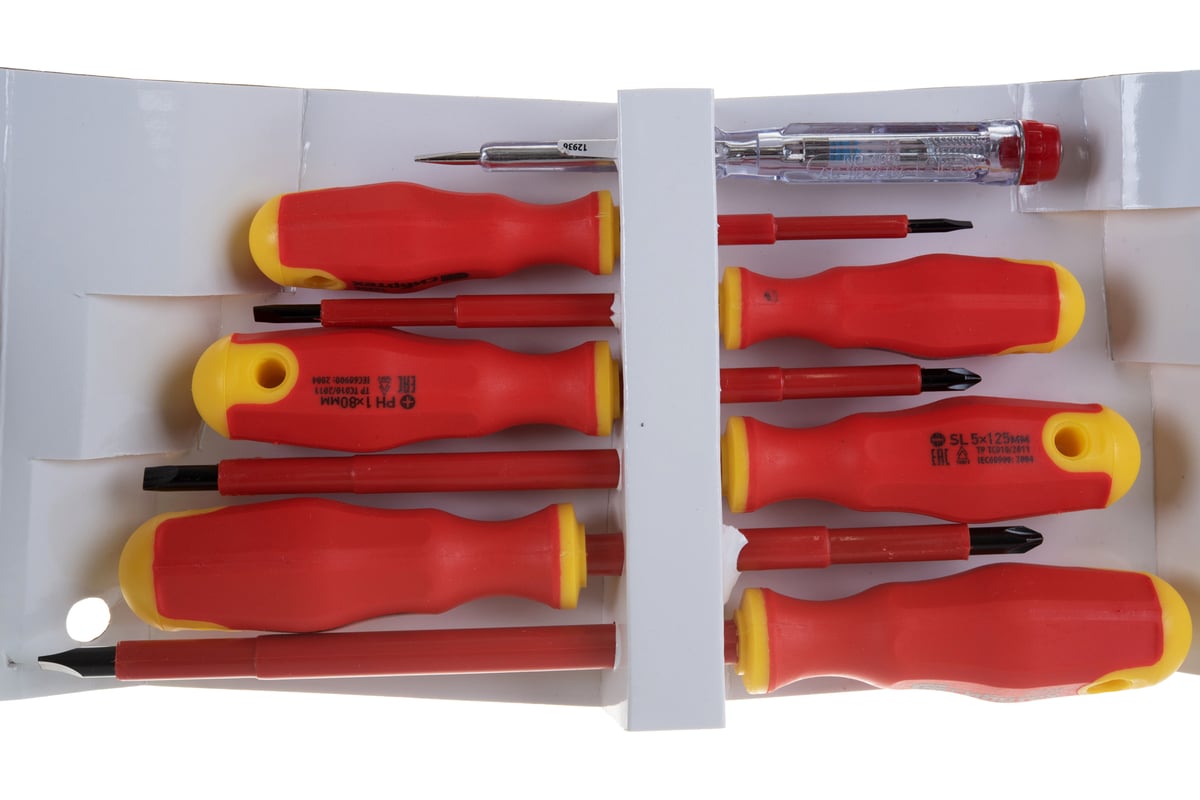 Набор диэлектрических отверток до 1000В СИБРТЕХ тестер, CrV ...