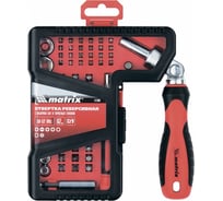 Реверсивная отвертка с набором бит и торцевых головок 67шт CrV MATRIX 11784