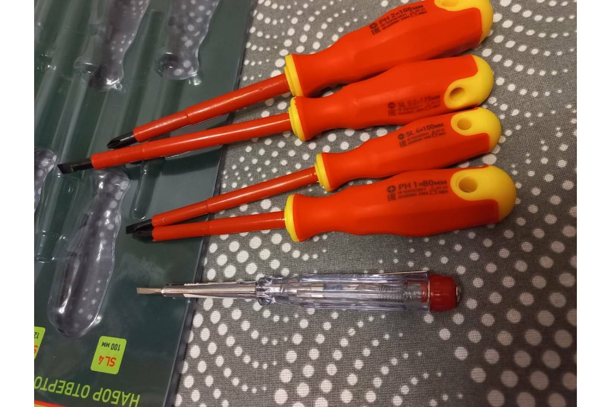 Набор диэлектрических отверток до 1000В, тестер, CrV, двухкомпонентные ...