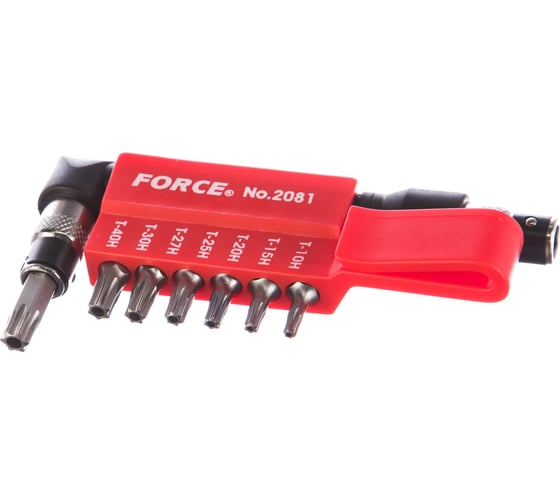 Г-образная отвертка с комплектом бит торкс с отверстием FORCE 1/4" 8 предметов 2081