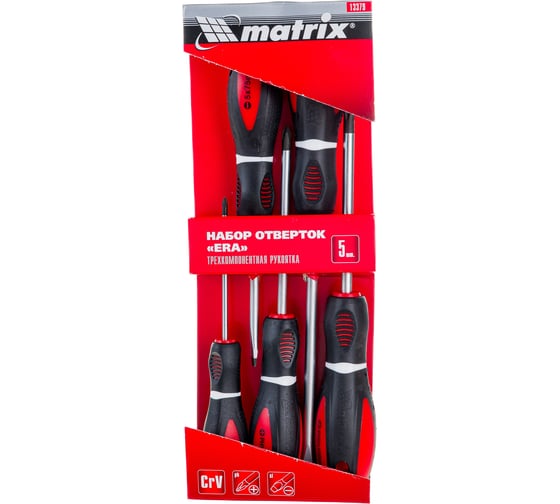 Набор отверток MATRIX "Era" CrV, 3-х компонентная рукоятка, 5 шт. 13379 1