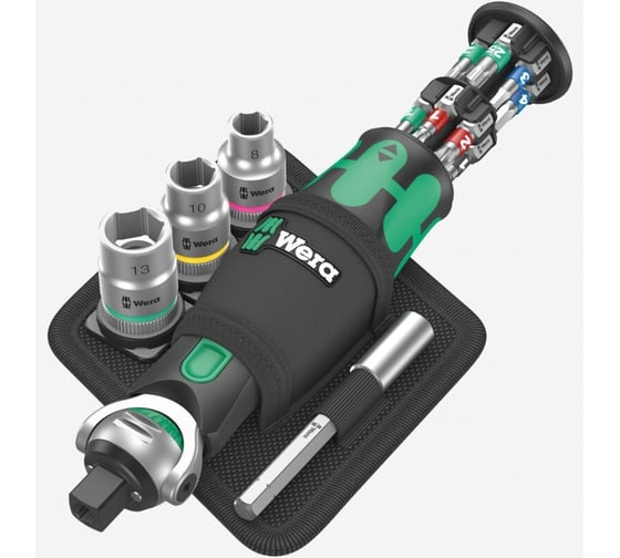 Отвертка с трещоткой и битами WERA 8009 Zyklop Pocket Set 2, 18 предметов WE-004281