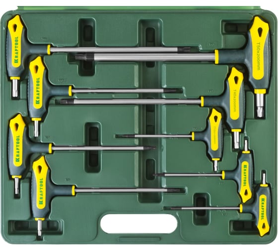 Т-образные имбусовые ключи TORX Hole 10-50, 9шт в боксе Kraftool INDUSTRIE 27455-H9