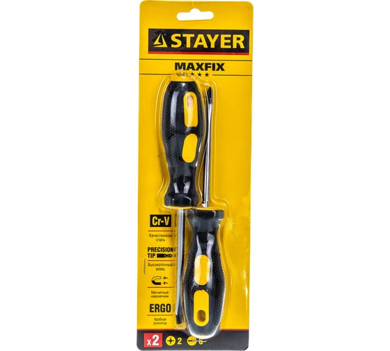Набор слесарных отверток, 2 / 6мм - 100мм, 2шт STAYER MASTER 2513-H2_z01