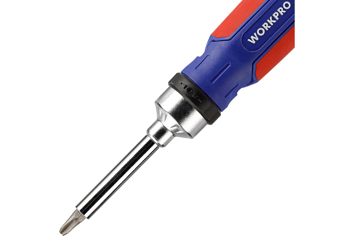 Реверсивная отвертка с трещоткой WORKPRO 3-72 15в1 (14 насадок ...