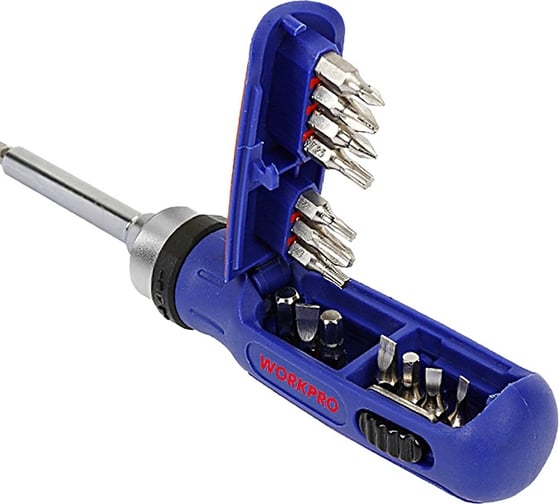 Реверсивная отвертка с трещоткой WORKPRO 3-72 15в1 (14 насадок) WP221061