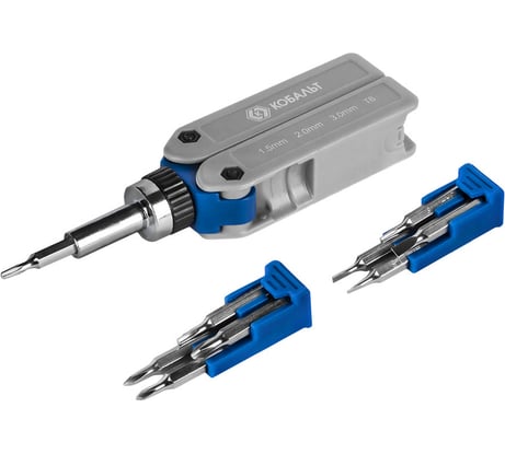 Реверсивная складная отвертка КОБАЛЬТ с набором бит для точных работ 245-466