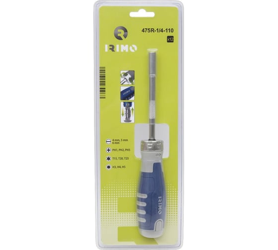 Реверсивная отвертка с набором бит IRIMO 12шт 475R-1/4-110