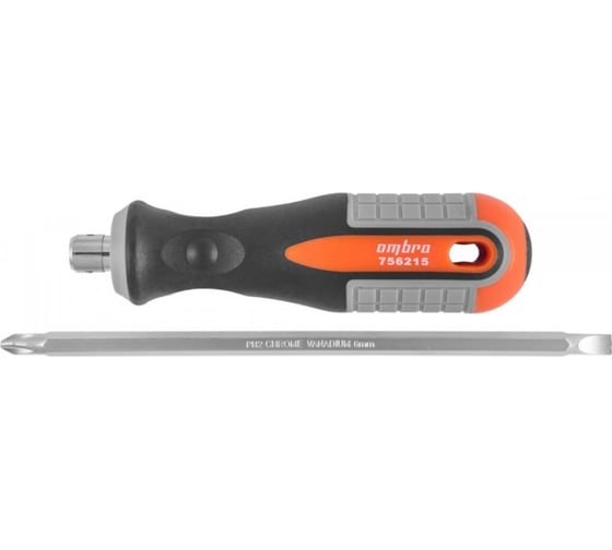 Двусторонняя стержневая отвертка РН2,SL6x150мм Ombra ROUND GRIP 756215 55777