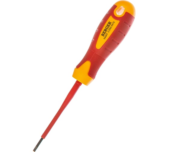 Диэлектрическая шлицевая отвертка SL2.5*75мм, до 1000V Berger BG BG1051
