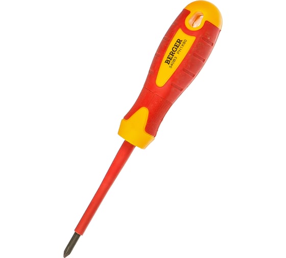 Диэлектрическая крестовая отвертка PH1*80мм, до 1000V Berger BG BG1056