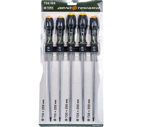 Набор отверток Дело Техники TORX с отверстием, длина 250 мм, 5шт. 726105