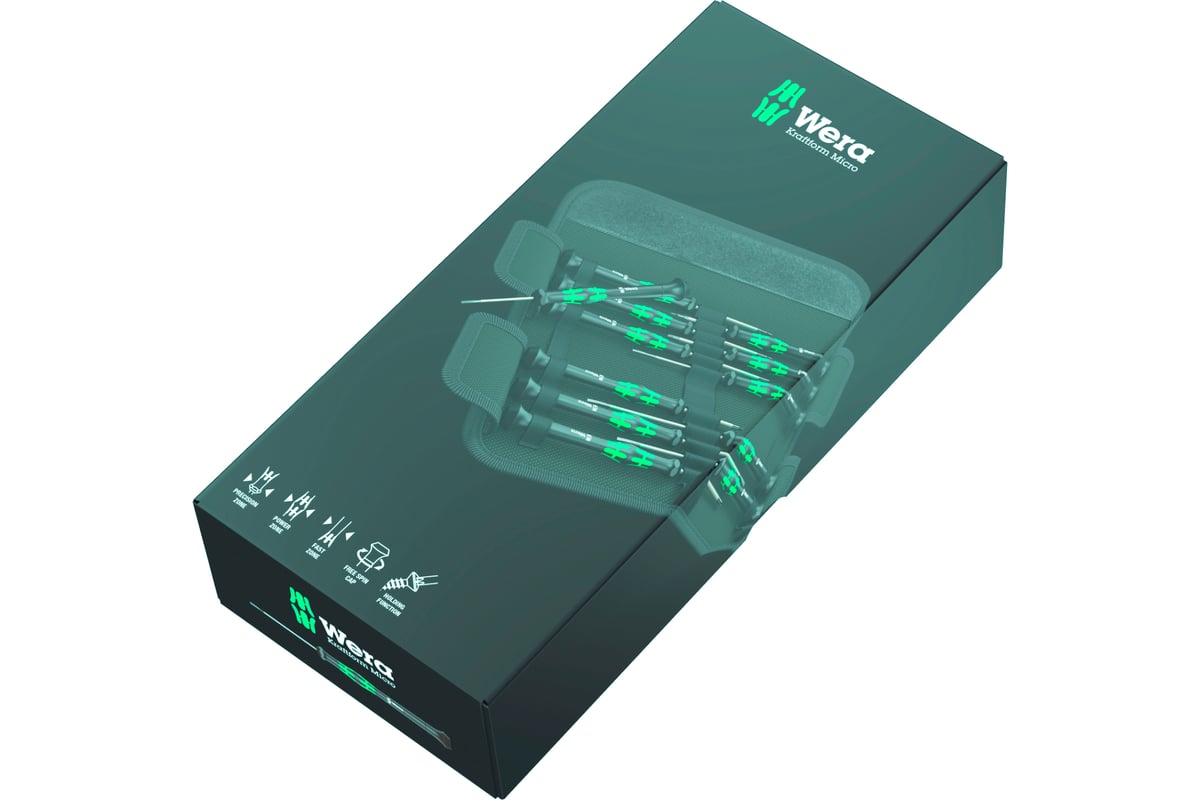 Набор прецизионных отверток Wera, Kraftform Micro, 12 предметов, WE ...