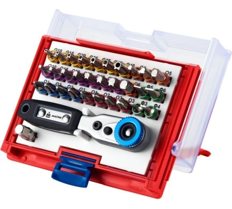 Набор вставок бит 1/4, TORX, HEX, PZ, PH, SLOT, 33 предмета МАСТАК 058-10033C