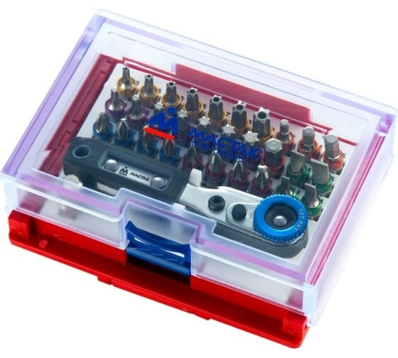Набор вставок бит 1/4, TORX, HEX, PZ, PH, SLOT, 33 предмета МАСТАК 058-10033C