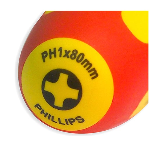 Диэлектрическая отвертка Ph1х80 мм SHTOK 09318