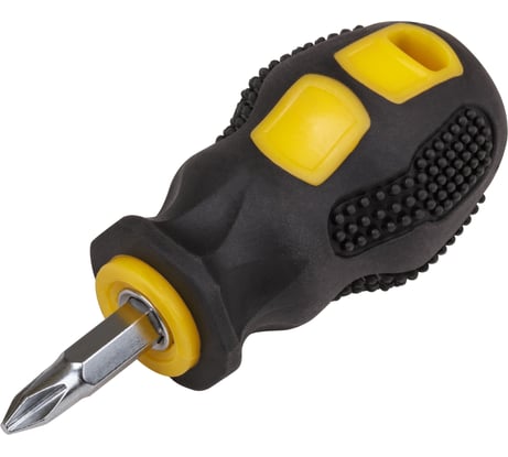 Отвертка c переставным жалом (CrV сталь, прорезиненная ручка, 6х25 мм, PH2/SL6) FIT IT Коротыш 56226