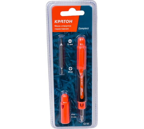 Переставная миниотвертка Complect 2 х 2 в 1 (PH0/SL3/PH1 /SL5, 70 мм) Кратон 2 09 05 008 1