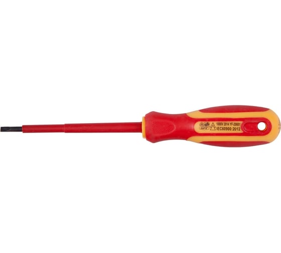 Диэлектрическая отвертка PQTools SL1.0x5.5x125 мм, двухкомпонентная рукоятка, намагниченный наконечник Лк-00002581